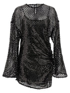 The Attico Sequin Mesh Dress Black