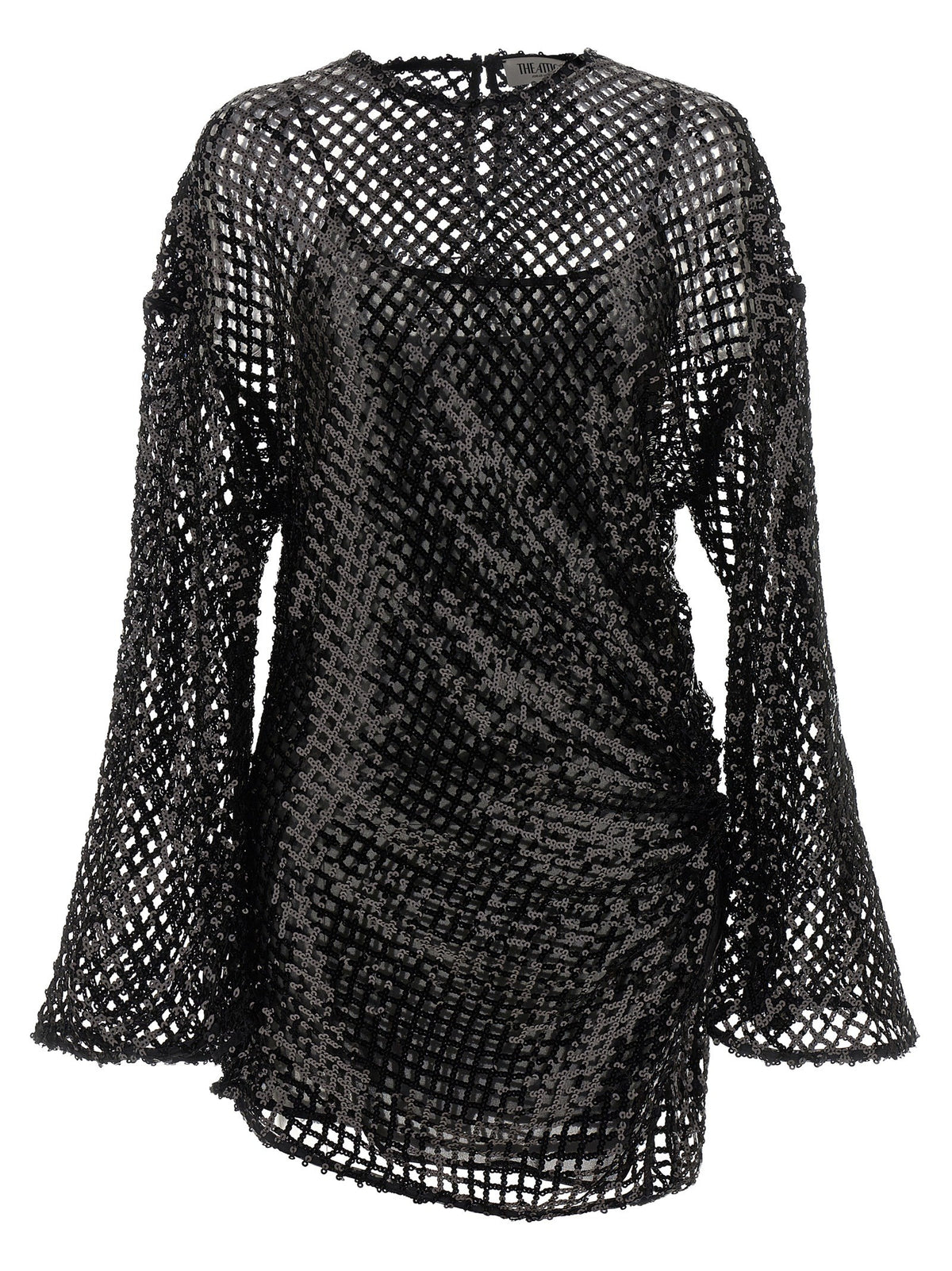 The Attico Sequin Mesh Dress Black