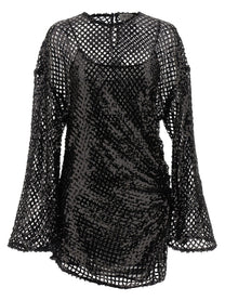The Attico Sequin Mesh Dress Black