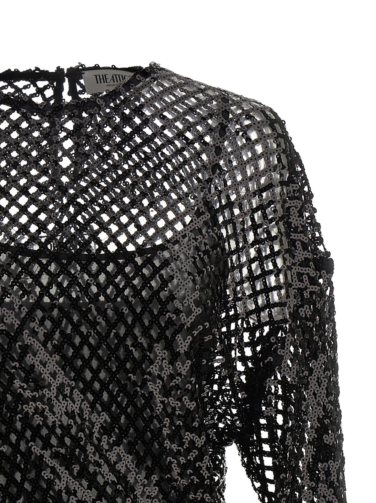 The Attico Sequin Mesh Dress Black