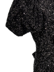 ROTATE Birger Christensen Sequin Midi Dress Black