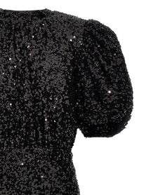 ROTATE Birger Christensen Sequin Midi Dress Black