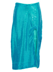 Ganni Sequin Midi Skirt Blue