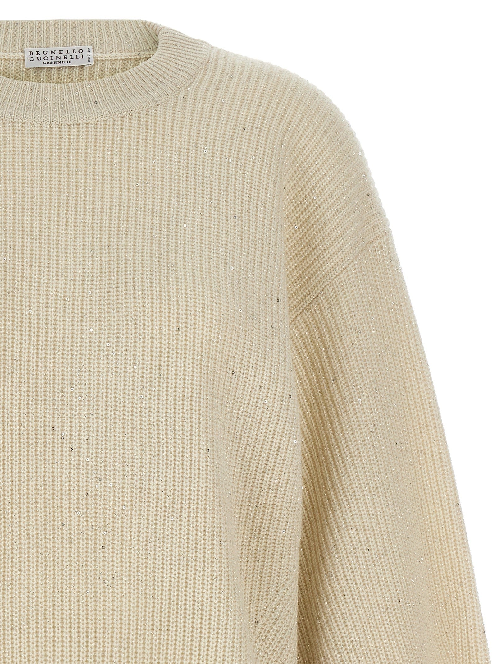 Brunello Cucinelli Sequin Sweater White