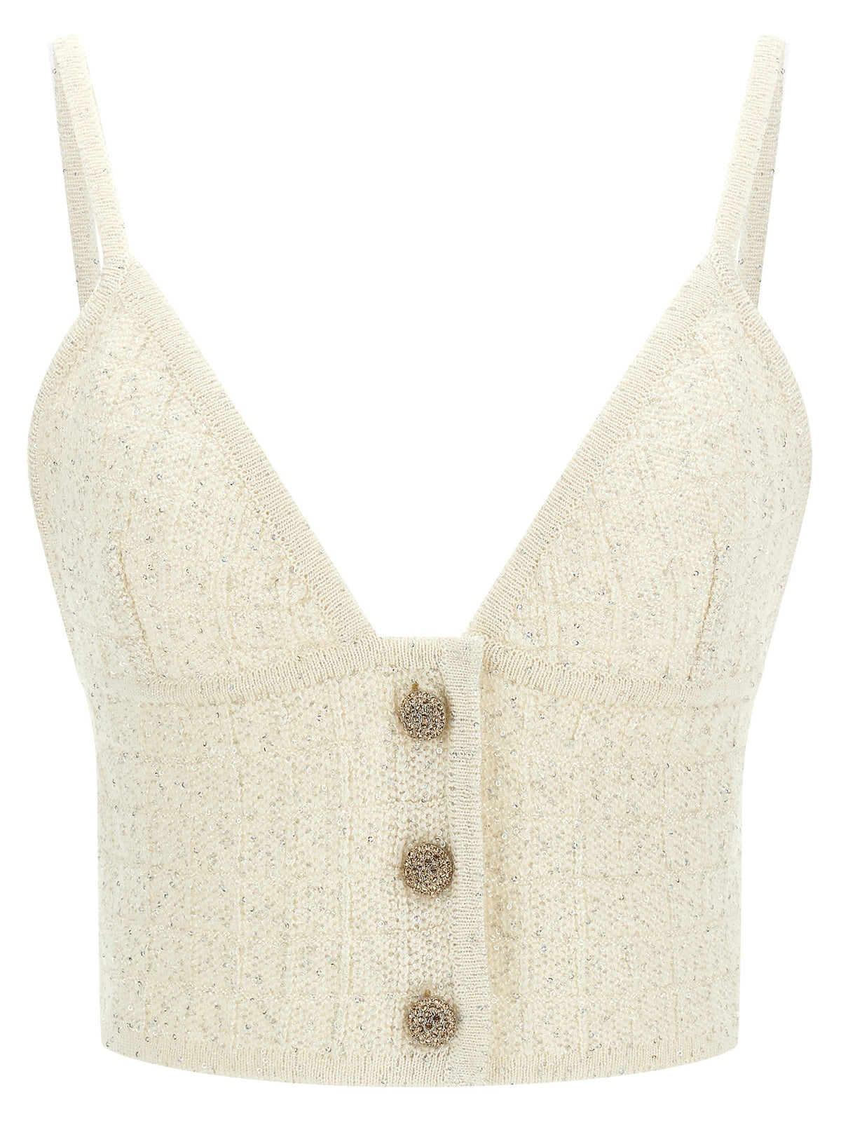 Alessandra Rich Sequin Top White