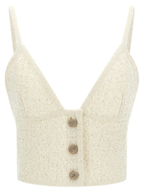 Alessandra Rich Sequin Top White