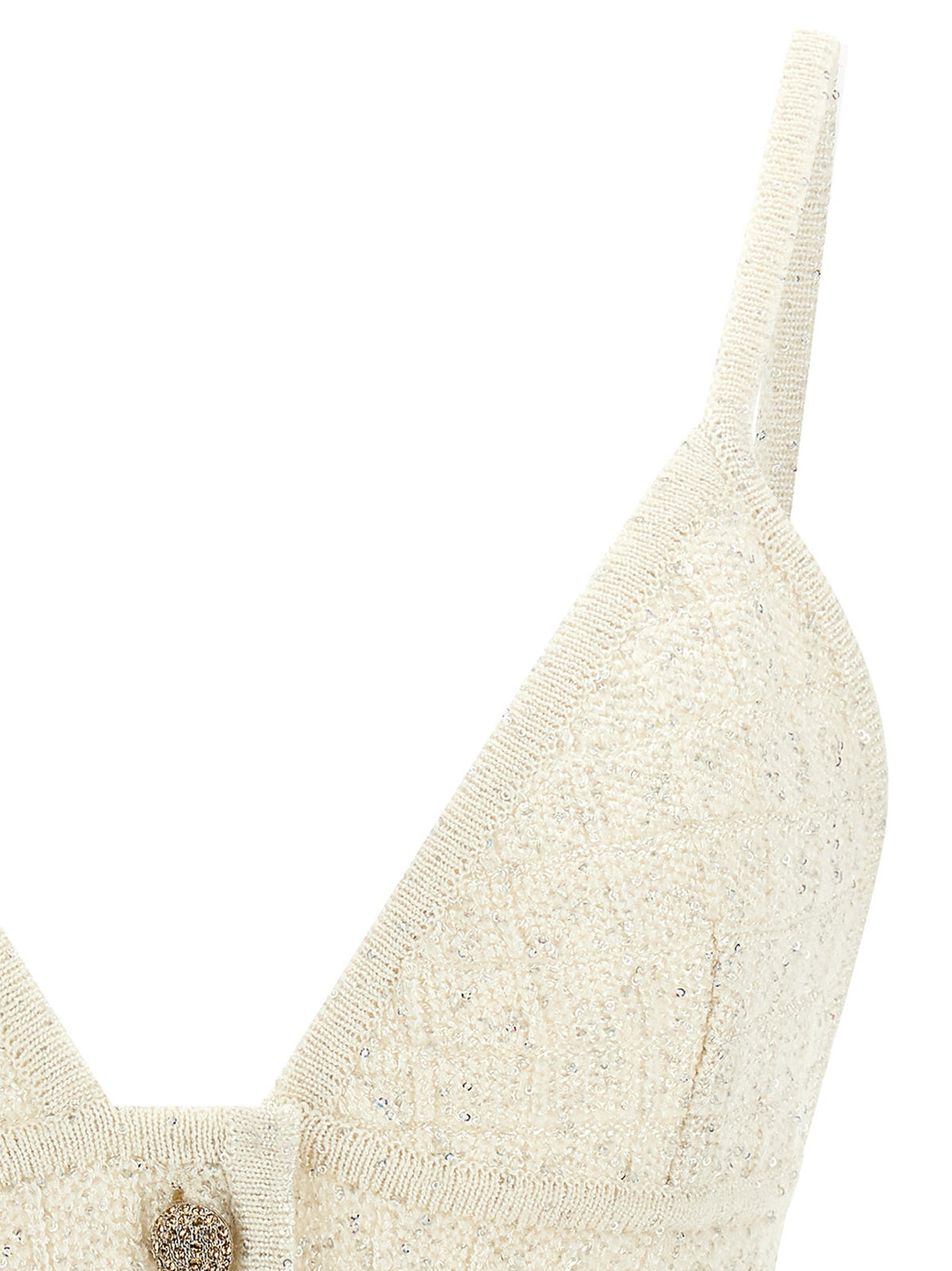 Alessandra Rich Sequin Top White