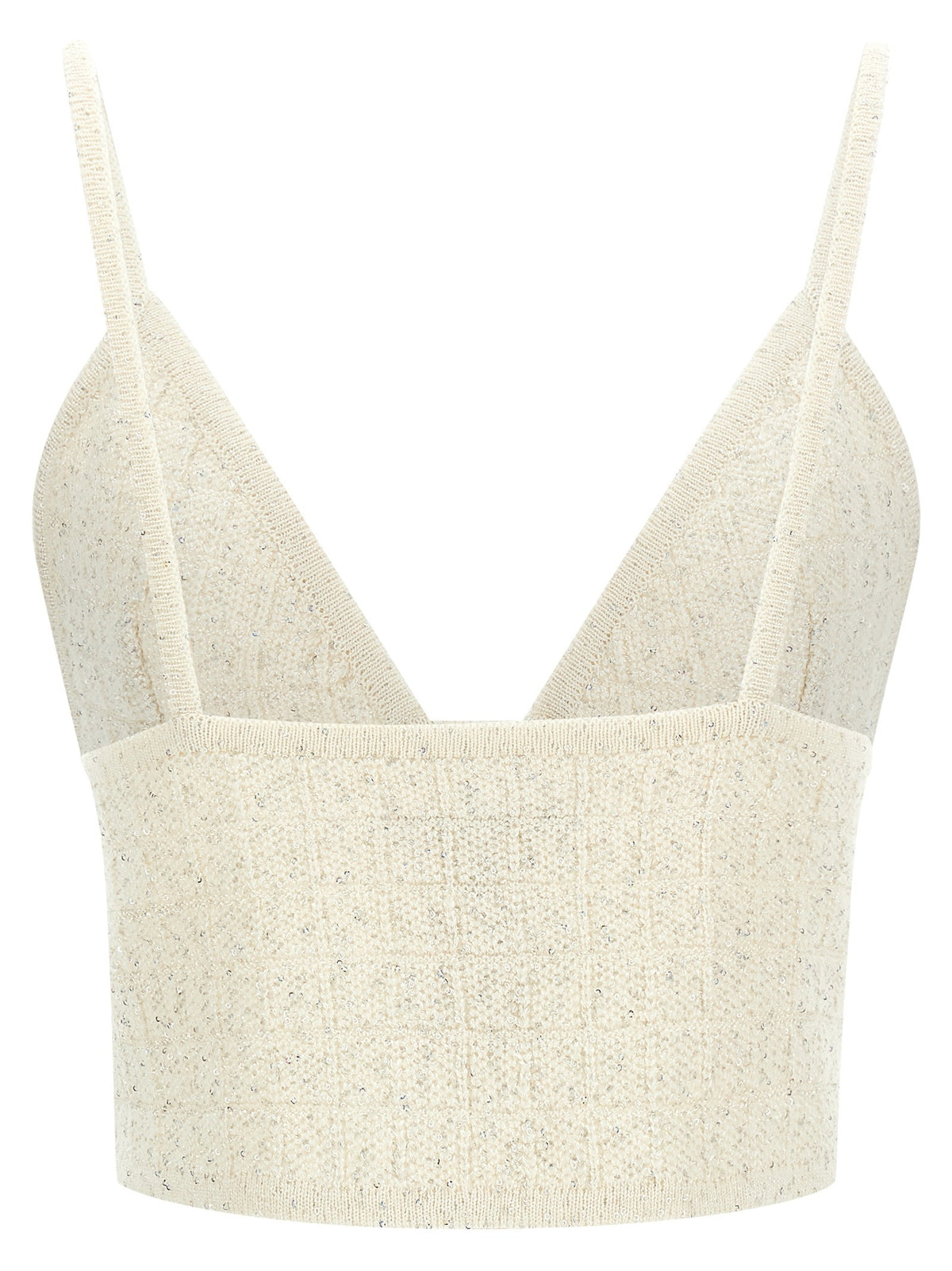 Alessandra Rich Sequin Top White