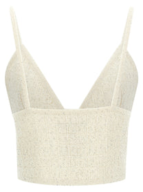 Alessandra Rich Sequin Top White