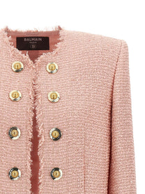 Balmain Sequin Tweed Blazer Blue