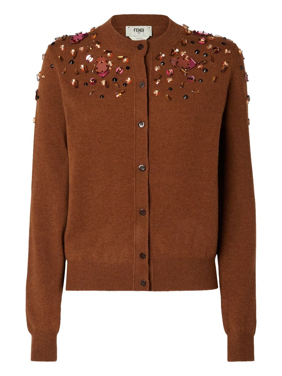 Fendi Women's Sequined Cardigan Brown