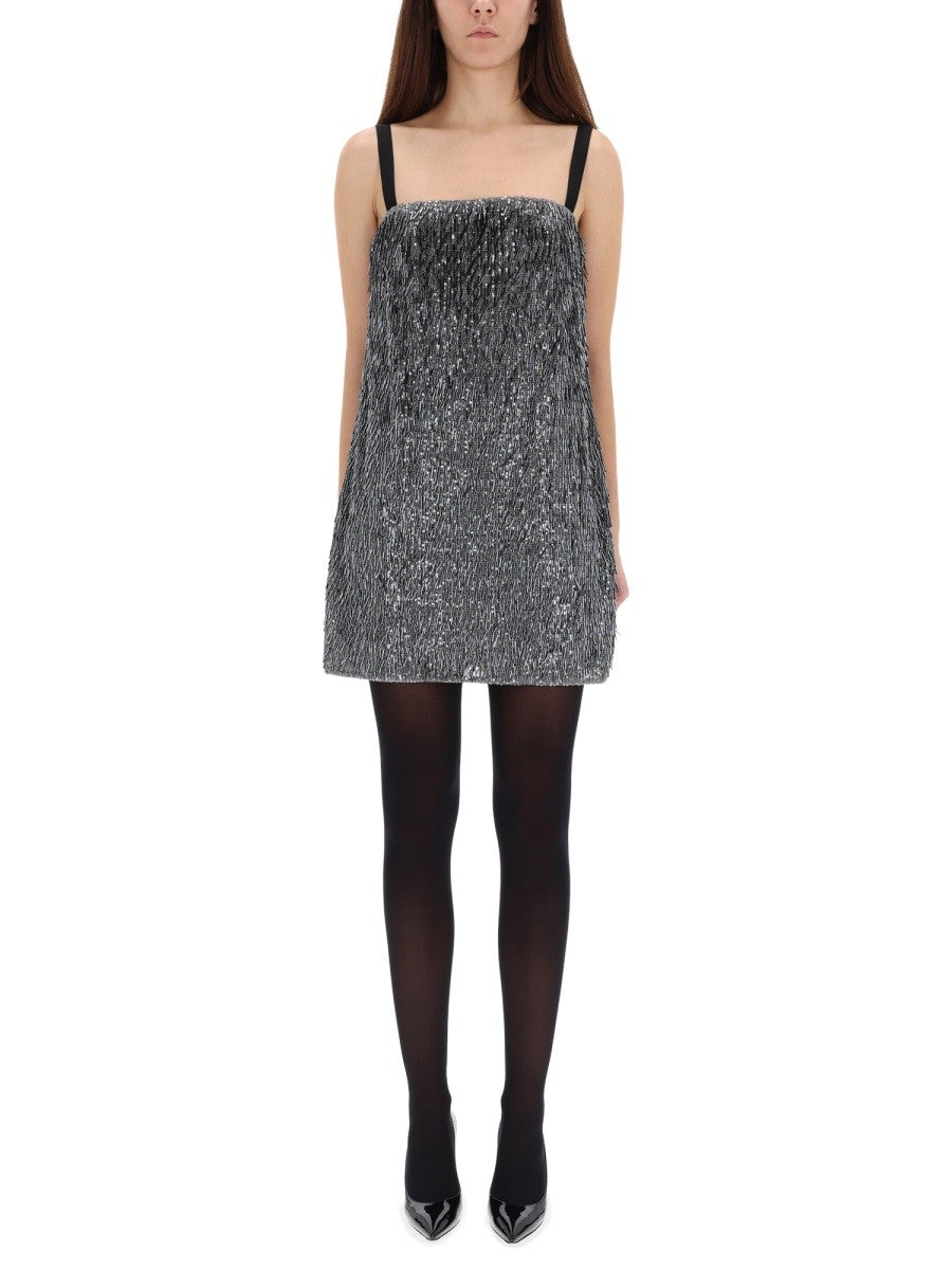 Dolce &amp; Gabbana Women's Sequined Mini Dress Silver