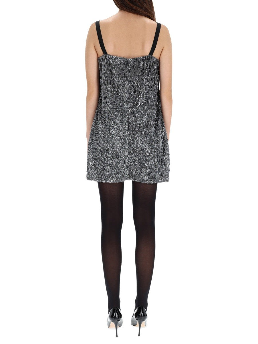 Dolce &amp; Gabbana Women's Sequined Mini Dress Silver