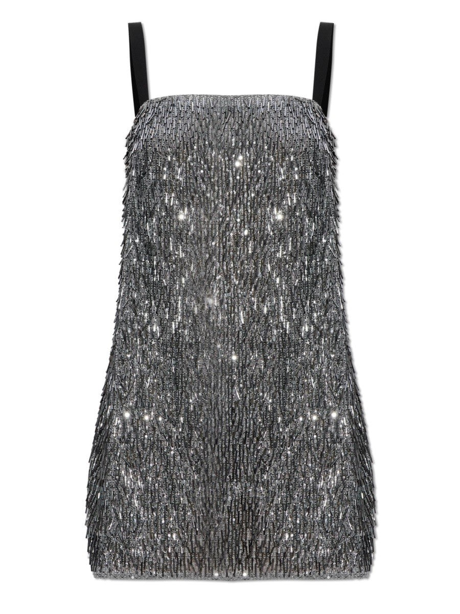 Dolce &amp; Gabbana Women's Sequined Mini Dress Silver