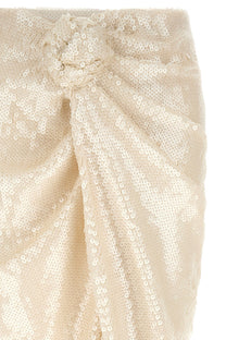 ROTATE Birger Christensen Sequins Knot Skirt White