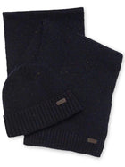 Barbour Men's Set Regalo Scarf Beanie Carlton Fleck Blue