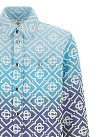Casablanca Shacket Monogram Gradient Jacquard Blue
