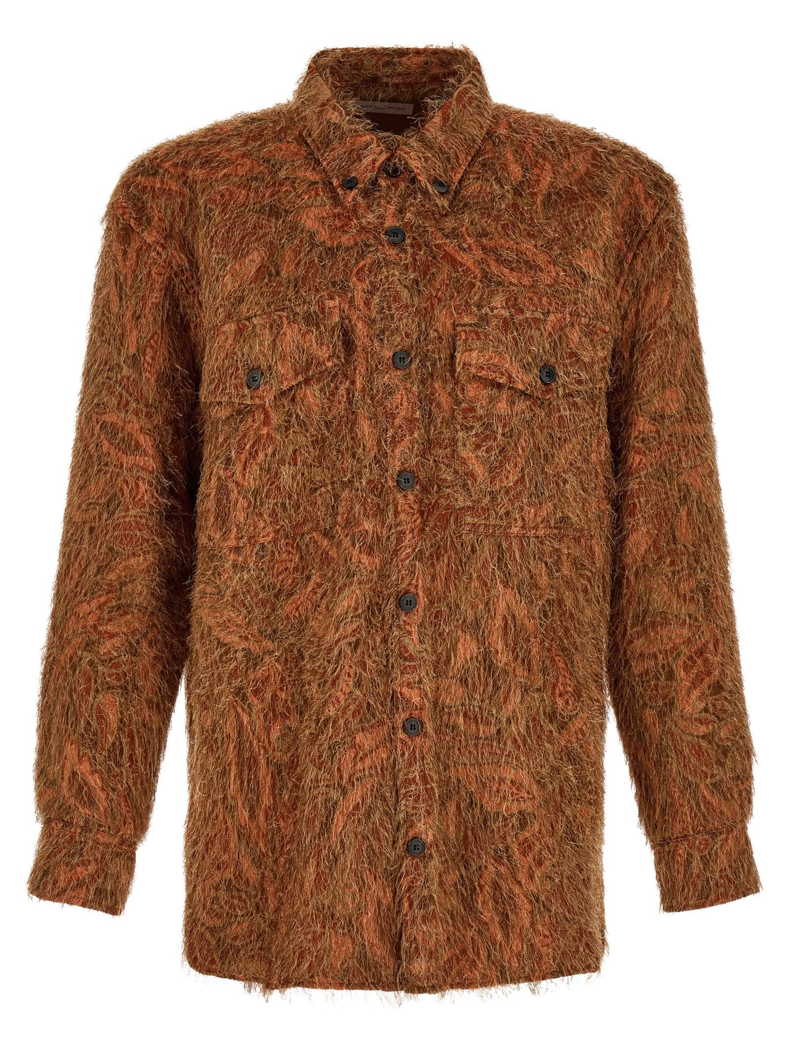Dries Van Noten Shaggy Fringed Shirt Orange