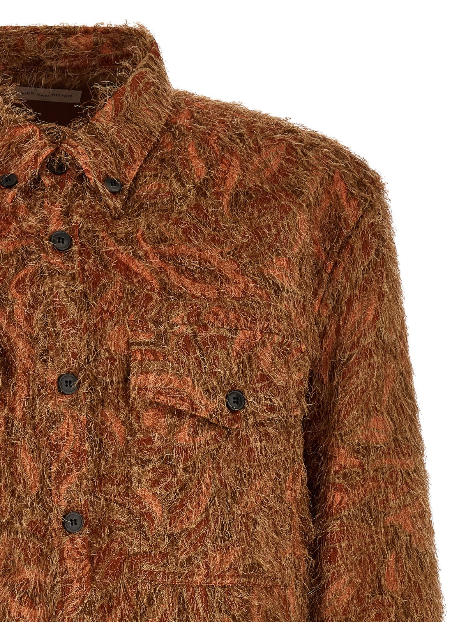 Dries Van Noten Shaggy Fringed Shirt Orange