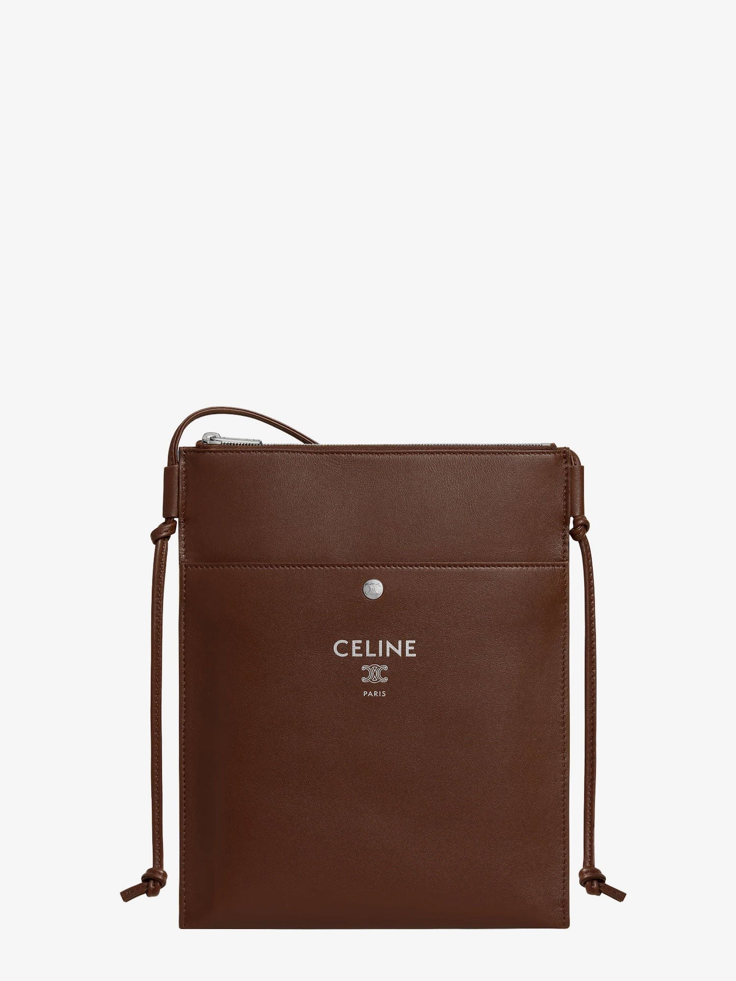 Celine Unisex Sharp Leather Crossbody Bag Brown Celine