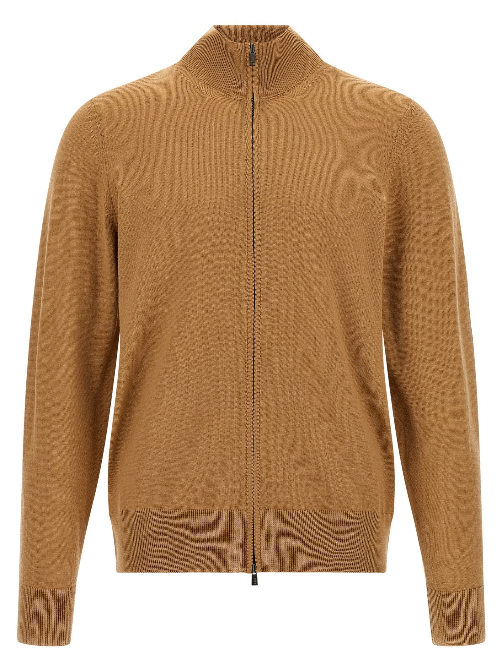 HUGO BOSS Shaved Knit Cardigan Brown
