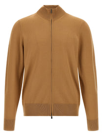 HUGO BOSS Shaved Knit Cardigan Brown