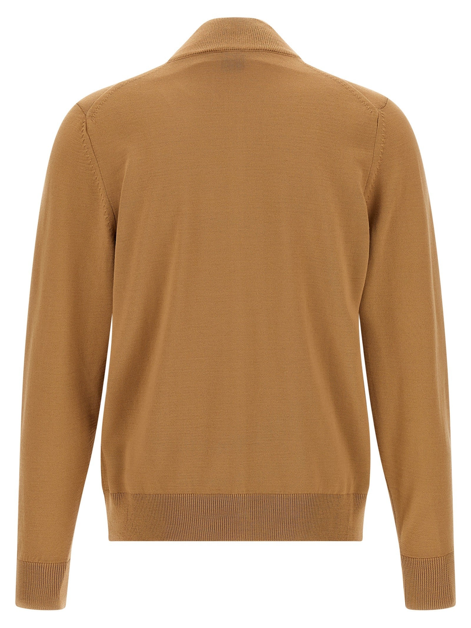 HUGO BOSS Shaved Knit Cardigan Brown