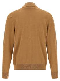 HUGO BOSS Shaved Knit Cardigan Brown