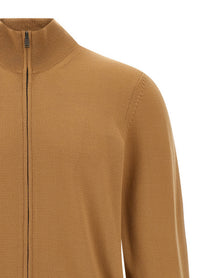 HUGO BOSS Shaved Knit Cardigan Brown
