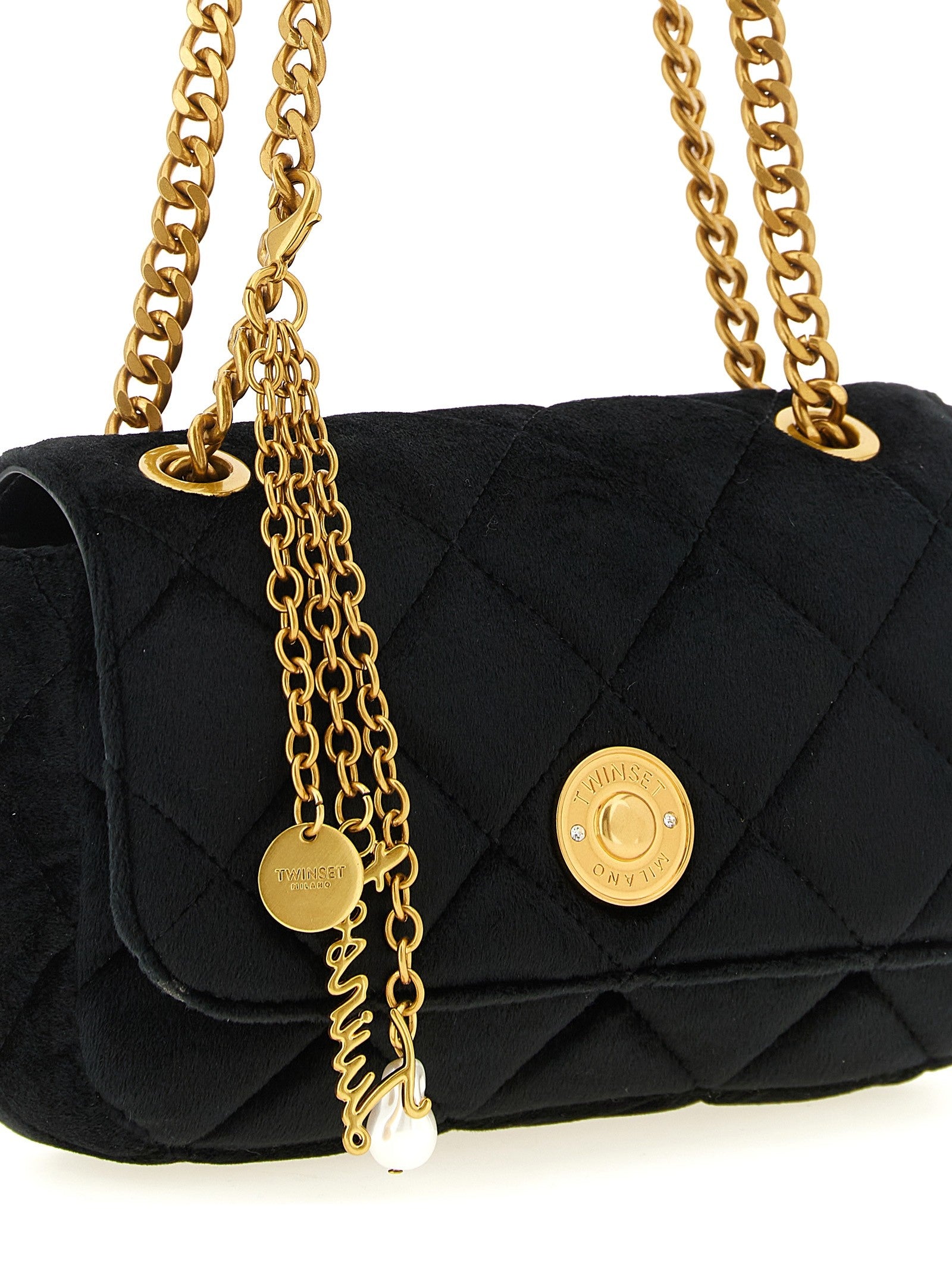 Twin Set Shaved Velvet Shoulder Strap Black