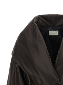 Magda Butrym Shawl Collar Leather Jacket Brown