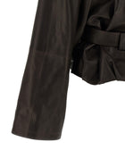 Magda Butrym Shawl Collar Leather Jacket Brown, view 4