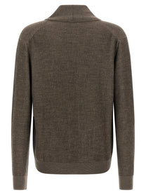 Brioni Shawl Neck Cardigan Brown