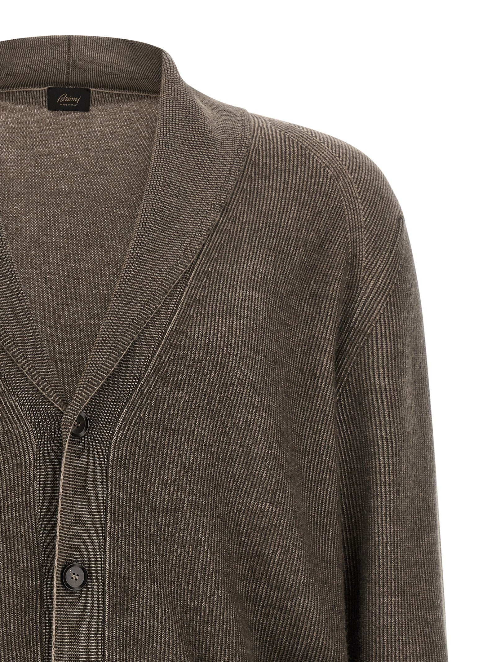 Brioni Shawl Neck Cardigan Brown