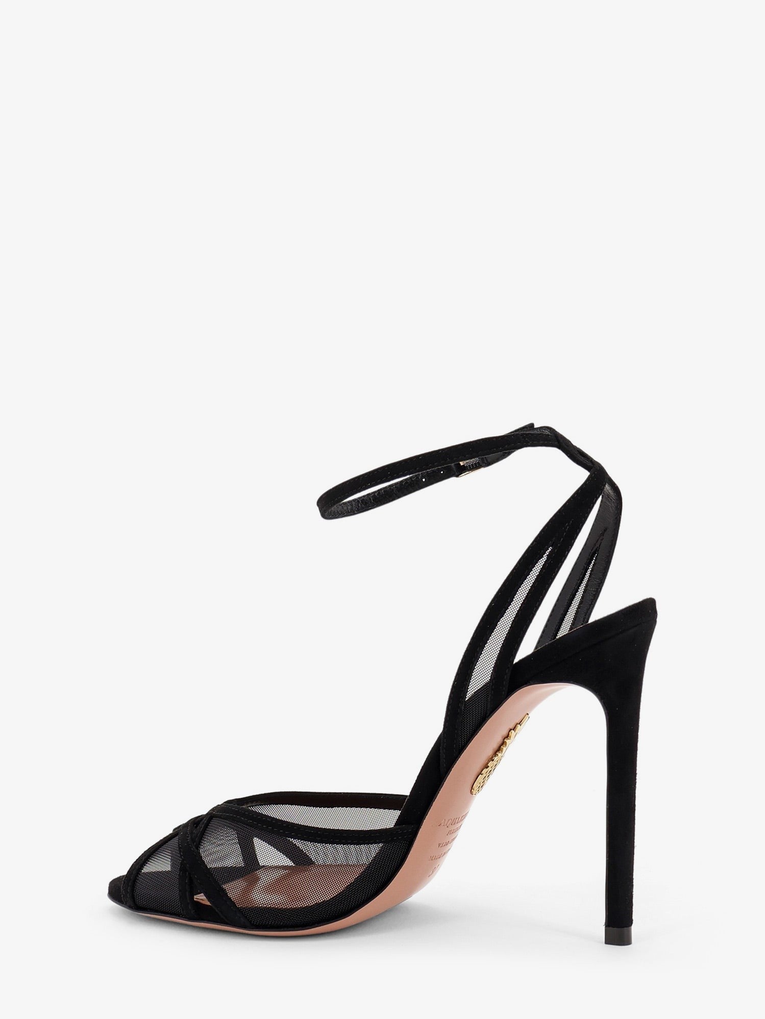 Aquazzura Women's Shear Mesh and Suede Sandals Black