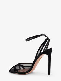 Aquazzura Women's Shear Mesh and Suede Sandals Black
