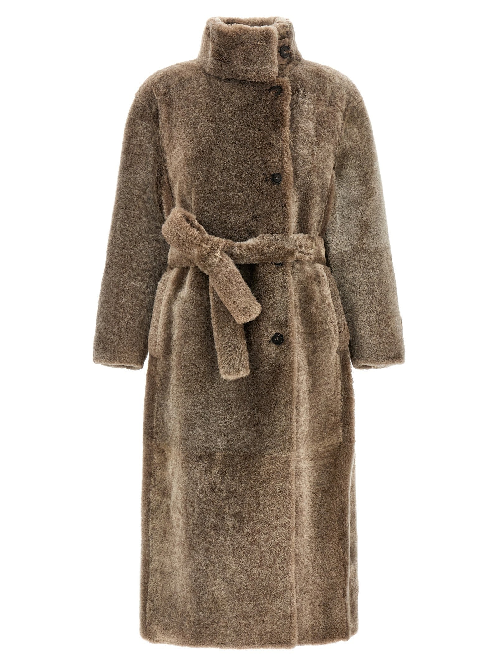 Brunello Cucinelli Shearling Coat Brown
