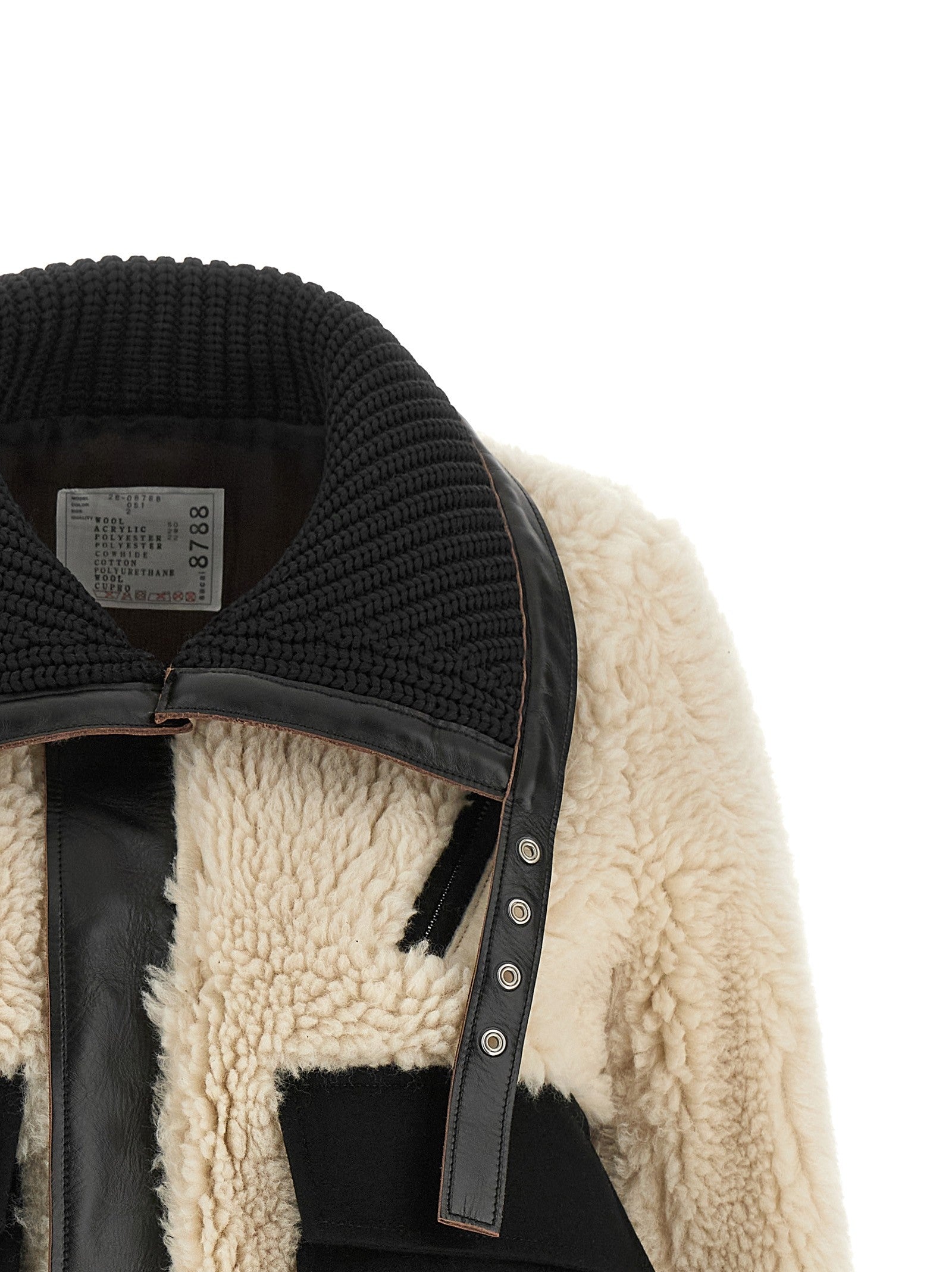 Sacai Shearling Effect Wool Jacket Black