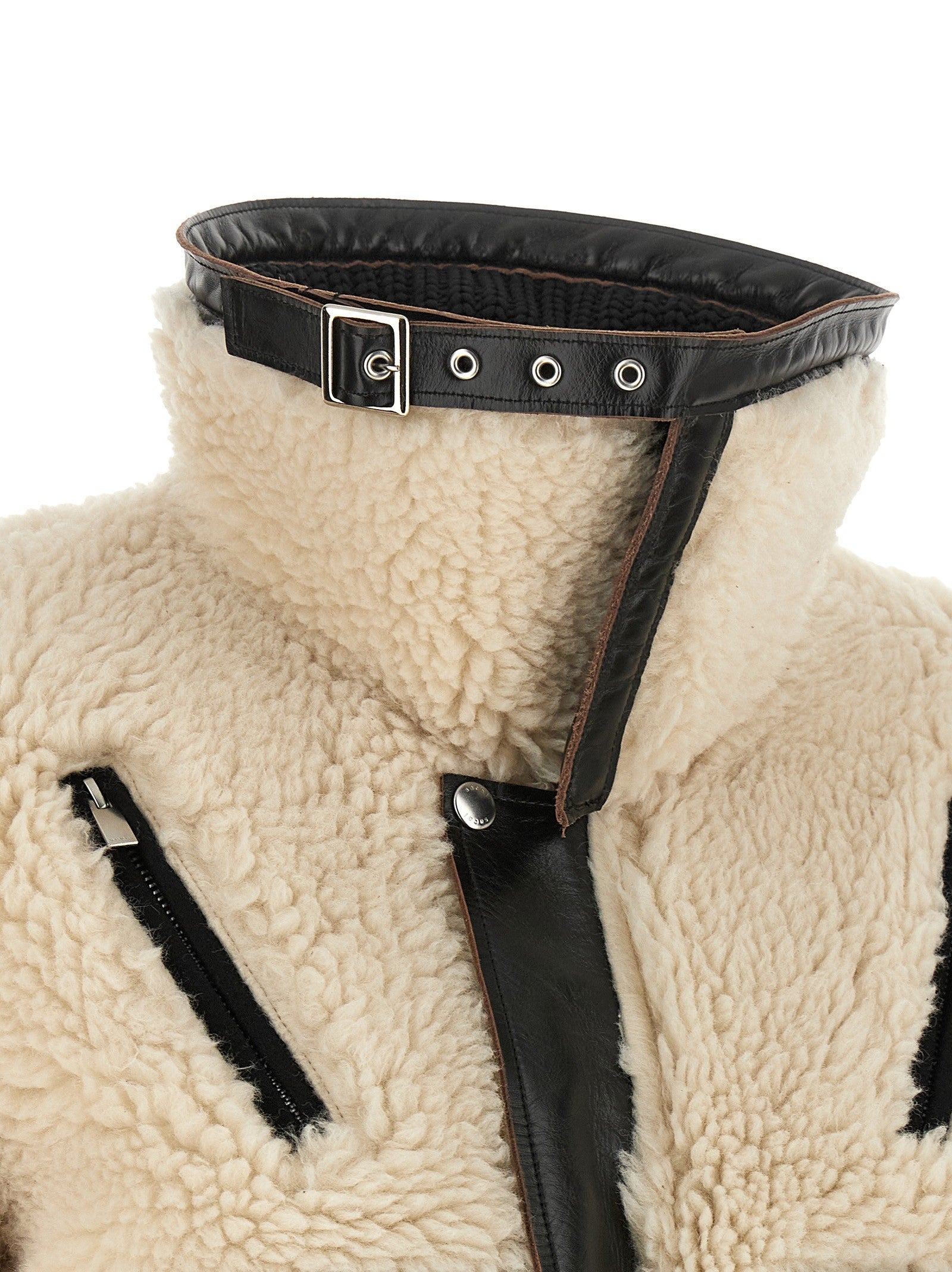 Sacai Shearling Effect Wool Jacket Black
