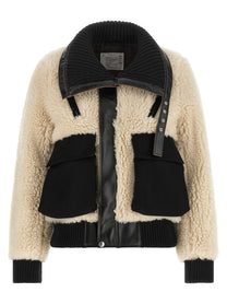 Sacai Shearling Effect Wool Jacket Black