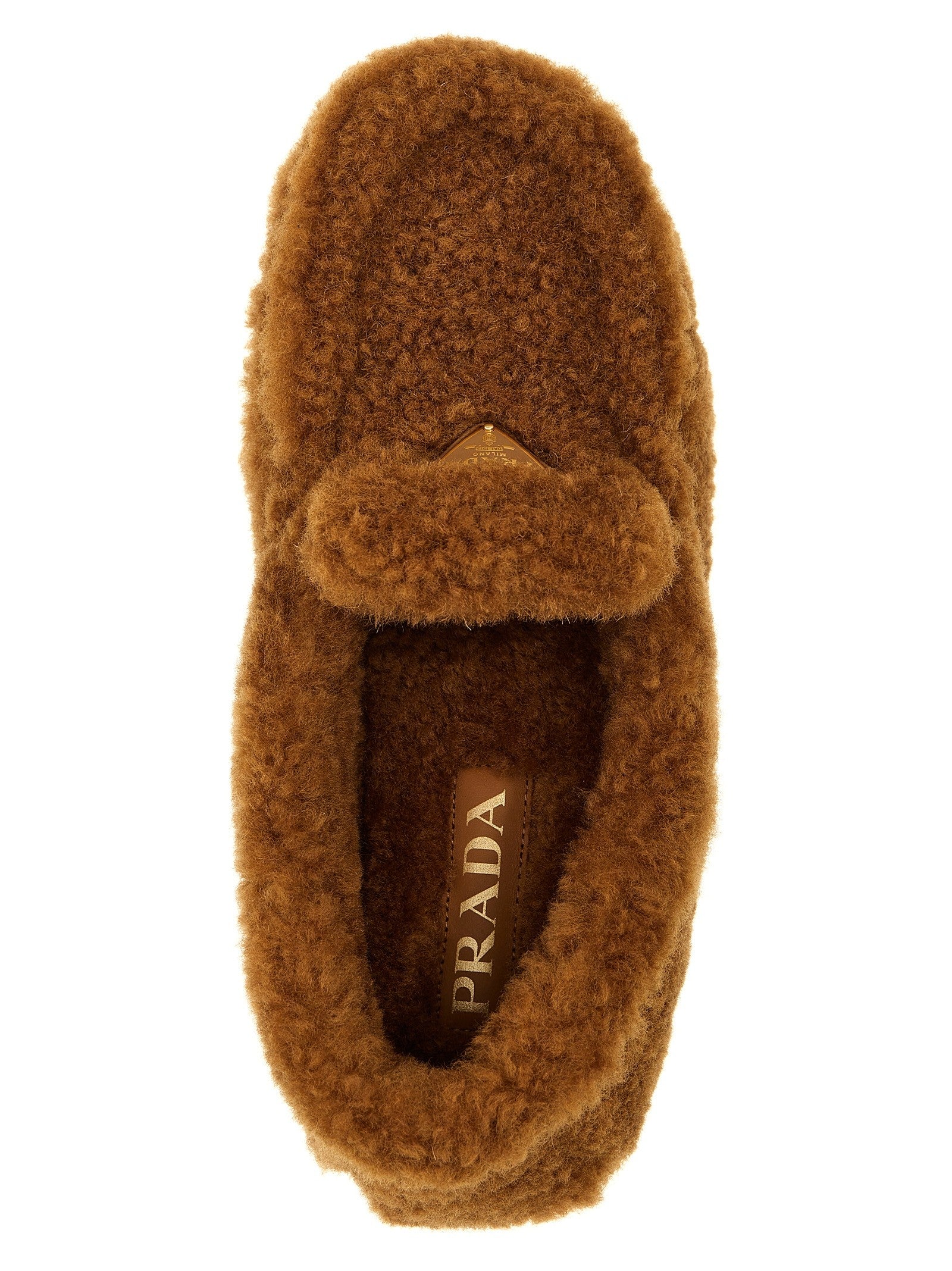 PRADA Shearling Loafers Brown