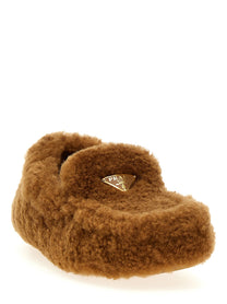 PRADA Shearling Loafers Brown