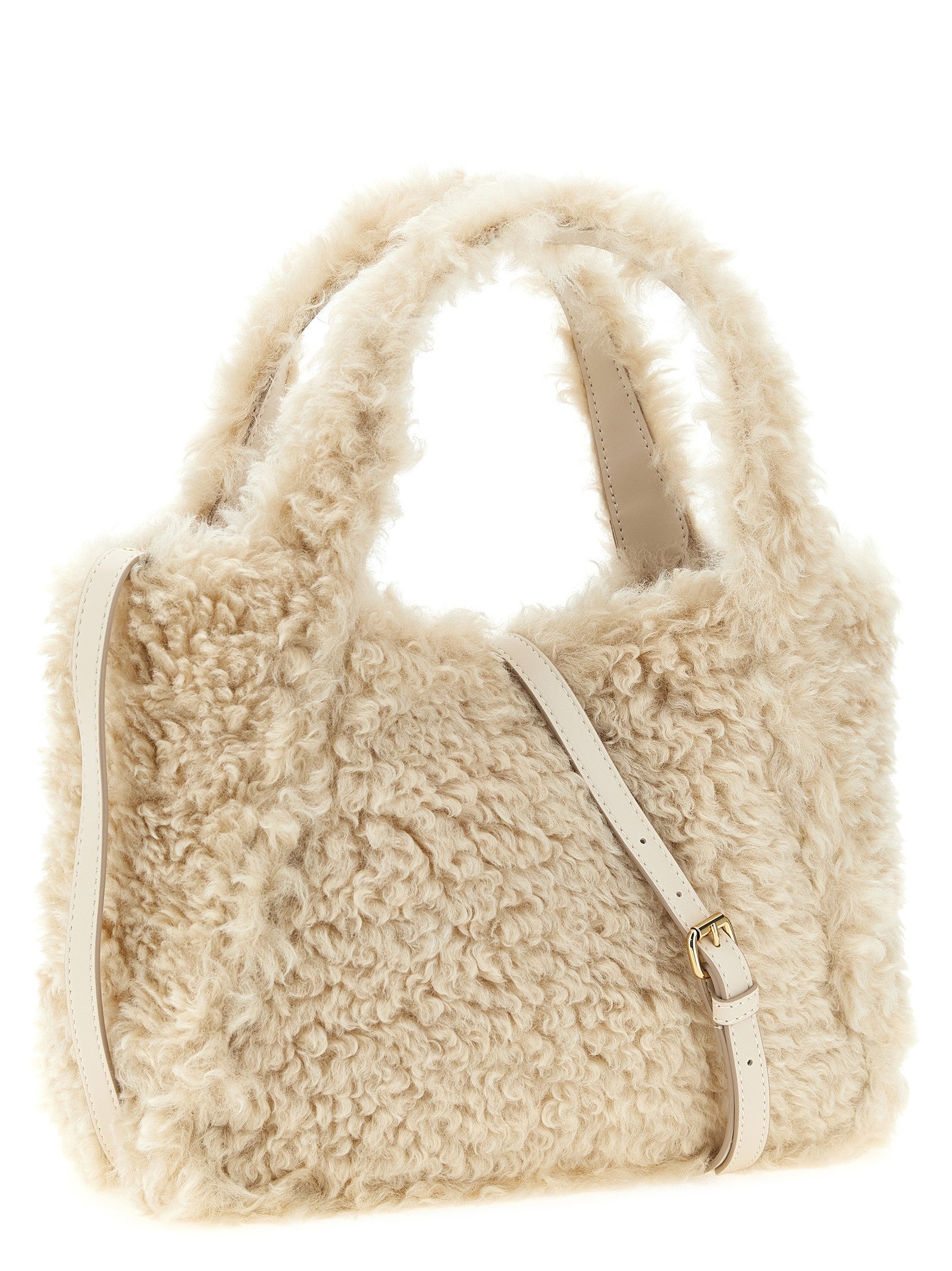 Stella McCartney Shearling Shopping Bag Beige