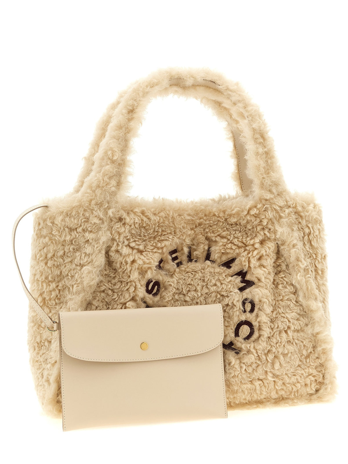 Stella McCartney Shearling Shopping Bag Beige, view 3