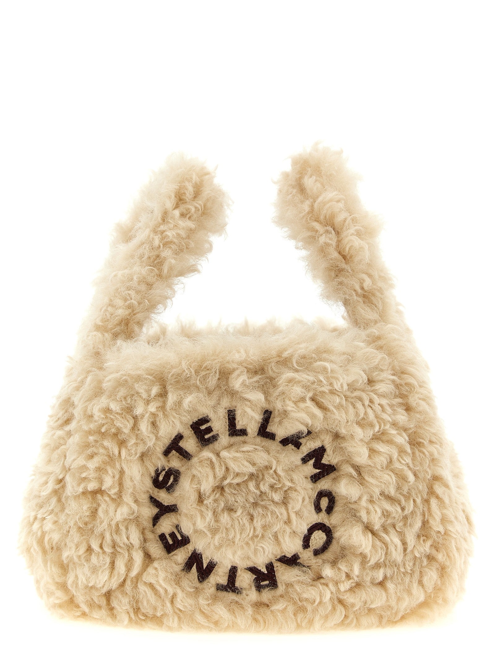 Stella McCartney Shearling Shoulder Bag Beige