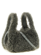 Stella McCartney Shearling Shoulder Bag Grey, view 2