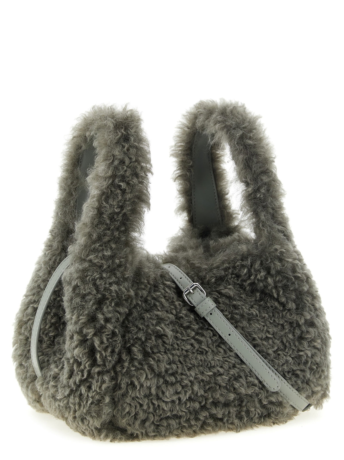 Stella McCartney Shearling Shoulder Bag Grey