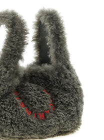 Stella McCartney Shearling Shoulder Bag Grey
