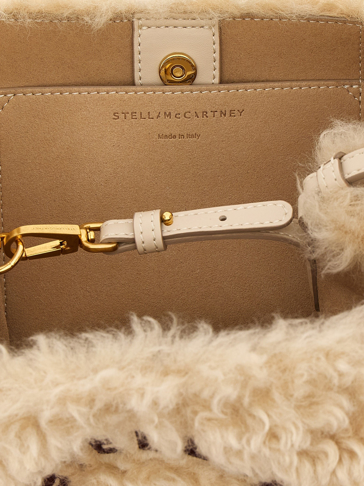 Stella McCartney Shearling Shoulder Bag Beige, view 4