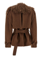 Giuseppe Di Morabito Shearling Neck Coat Brown, view 2